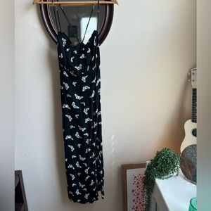 Butterfly black & white midi dress Size L Forever 21